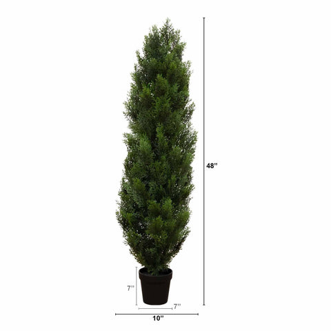 Nearly Natural cedar placed in decorative urn demonstrating styling versatility