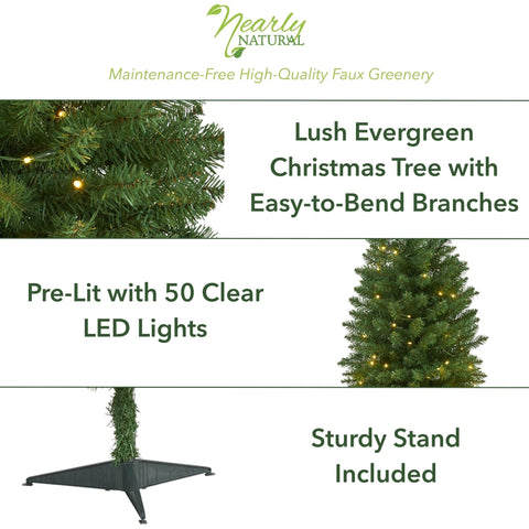 Nearly Natural decorated tree in narrow nook demonstrating space-saving holiday display benefit