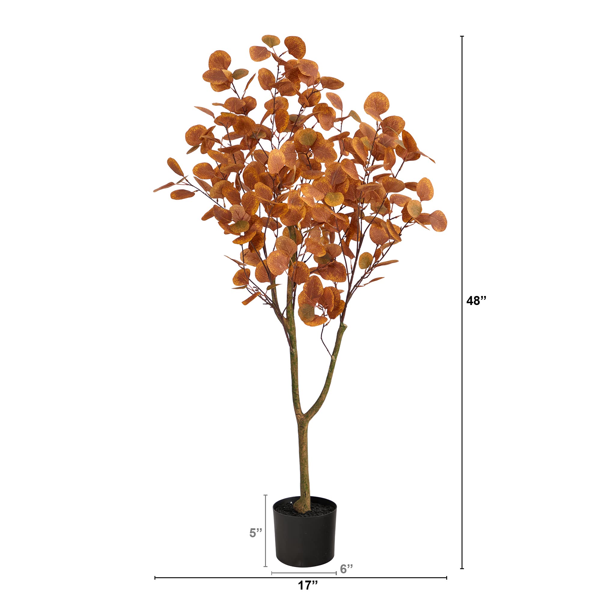 Nearly Natural nursery pot and brown trunk detail highlighting stable base benefit