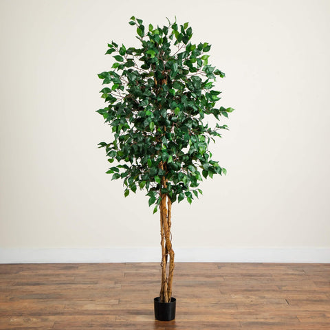 Nearly Natural ficus placed in decorative pot demonstrating easy styling benefit
