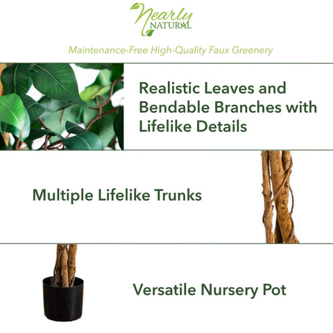 Nearly Natural ficus in living room setting adding permanent greenery benefit
