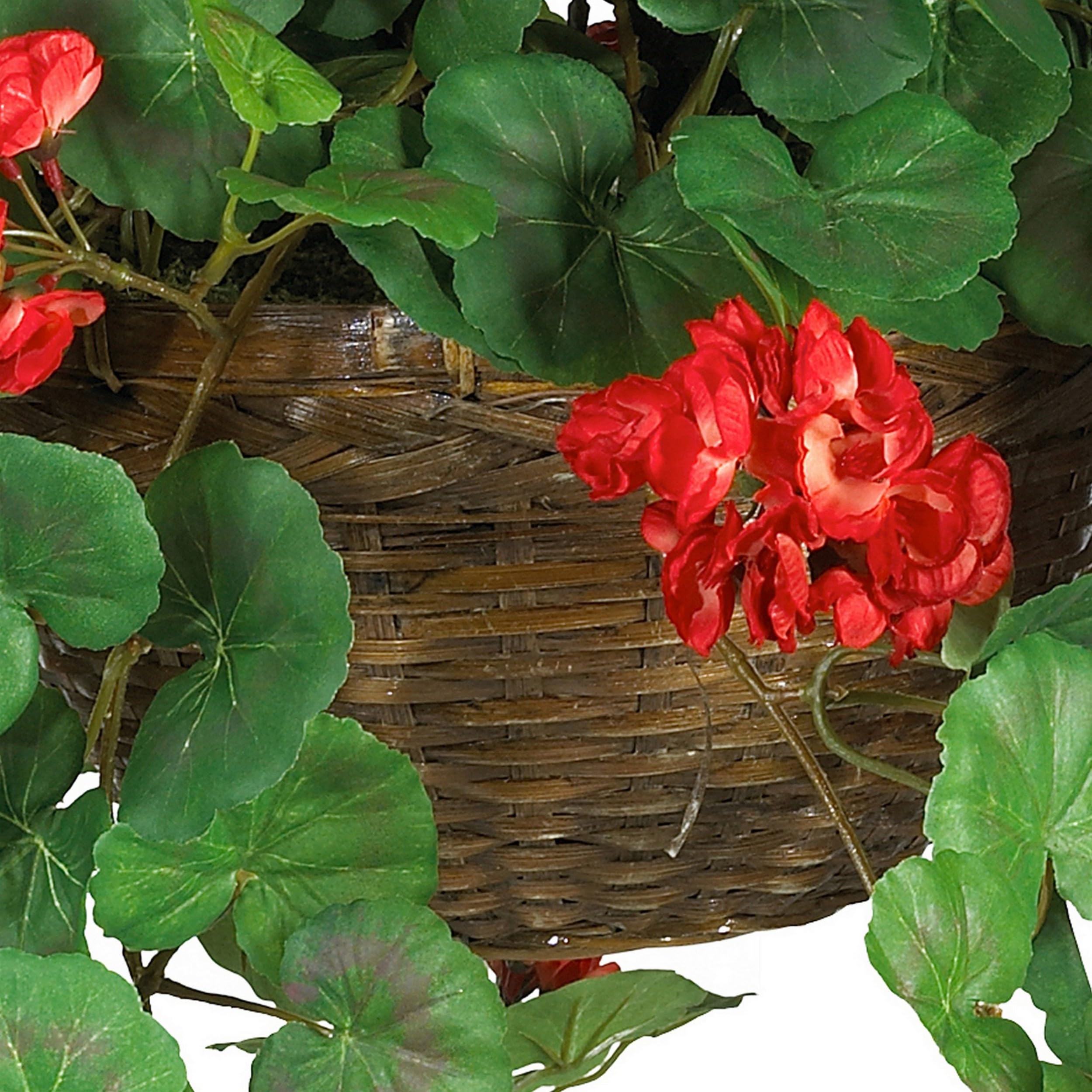 Nearly Natural close-up of red geranium blooms highlighting lifelike petals and depth