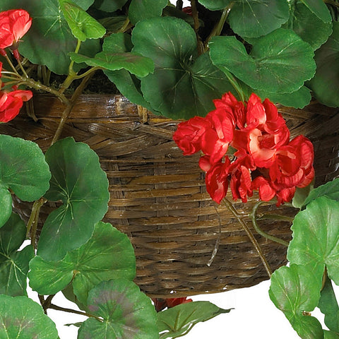 Nearly Natural close-up of red geranium blooms highlighting lifelike petals and depth