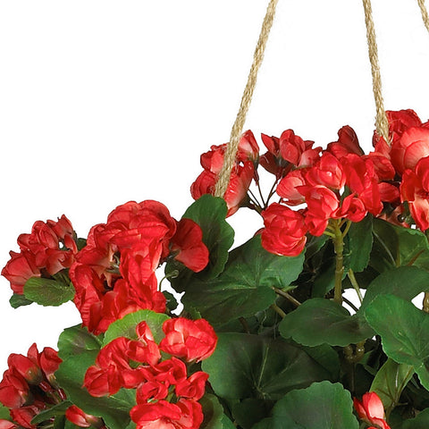 Nearly Natural hanging geranium in room setting adding year-round color and charm