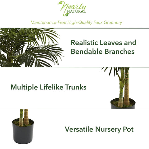 Nearly Natural palm displayed in black nursery pot, ready to position and enjoy