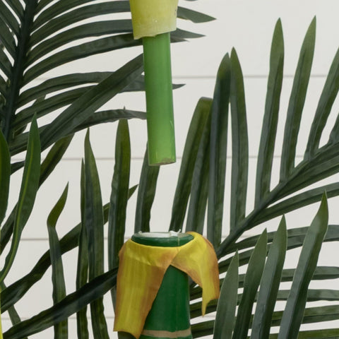Nearly Natural palm placed in decorative basket demonstrating easy styling upgrade