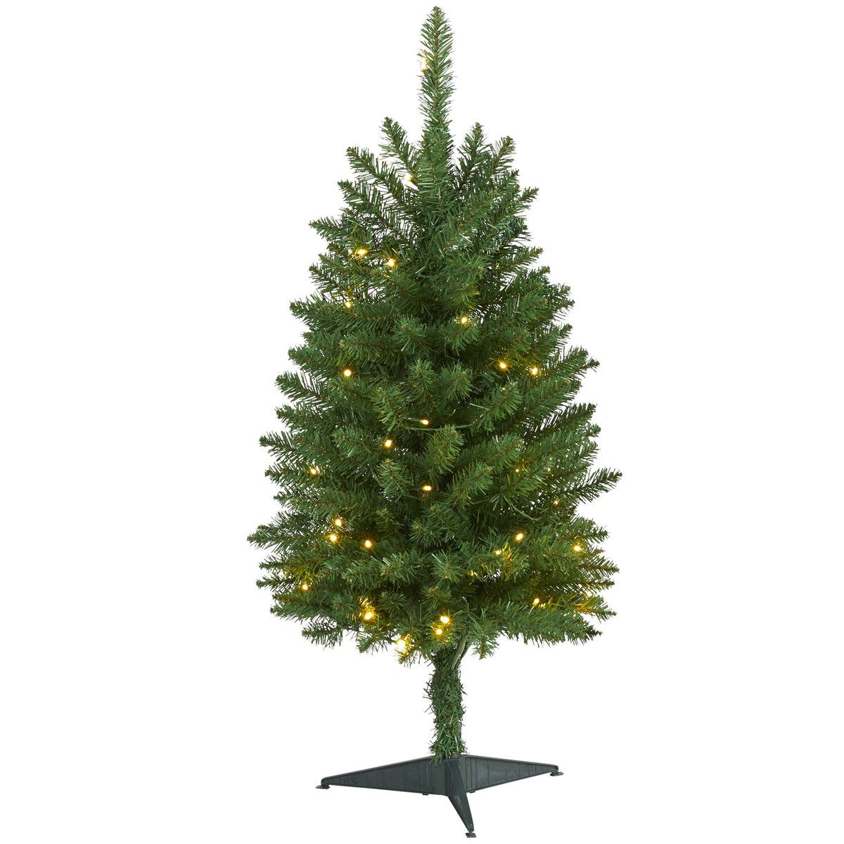 Nearly Natural slim pine front view showing compact design and easy styling benefit