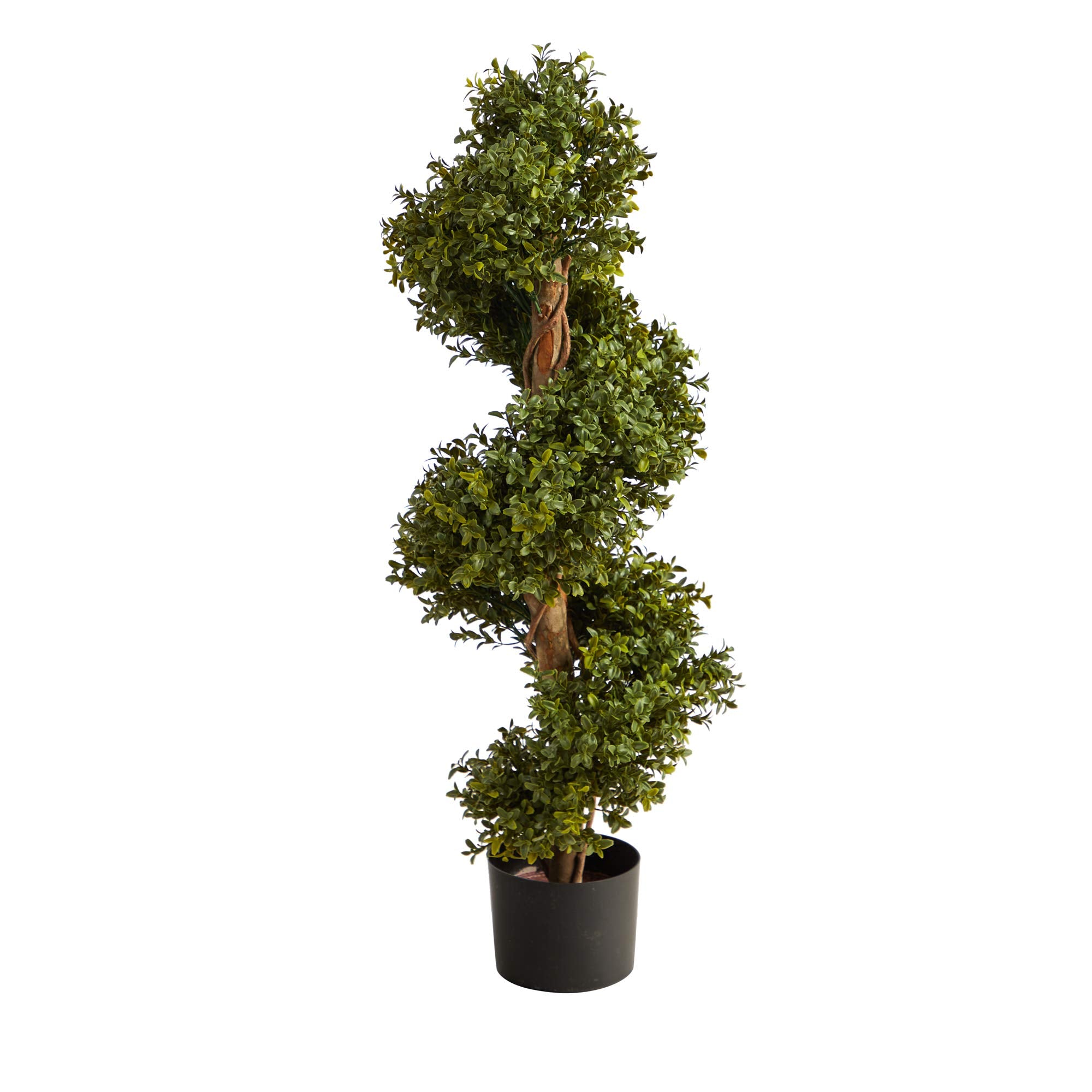 Nearly Natural front view showing spiral topiary and clean entryway benefit