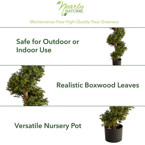 Nearly Natural topiary beside chair to show scale and space-saving benefit