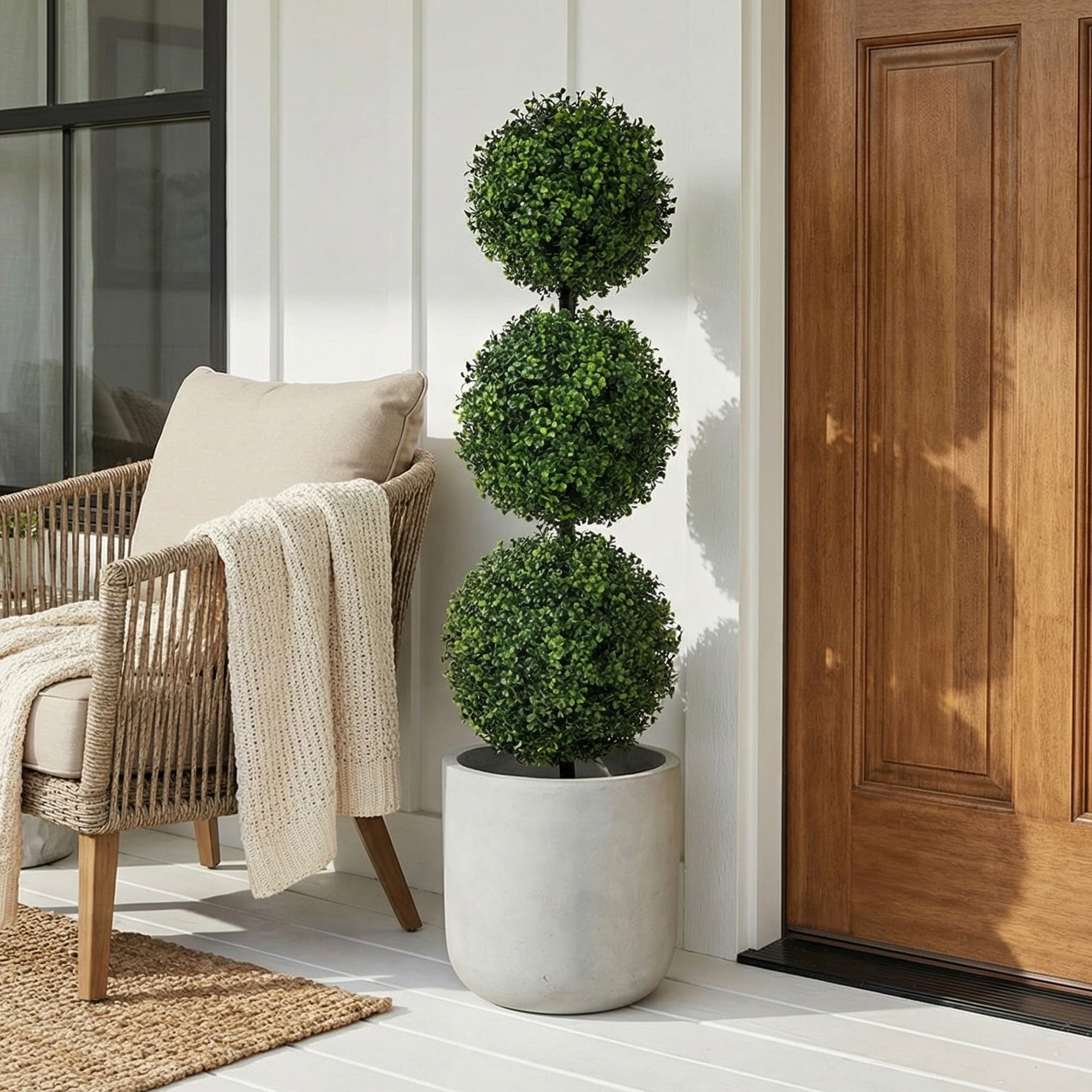Nearly Natural close-up of boxwood foliage texture for lifelike appearance benefit