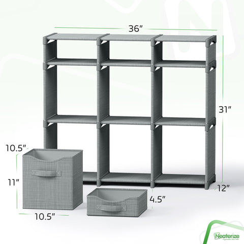 NEATERIZE close-up of grey fabric bins highlighting durable, easy-clean texture