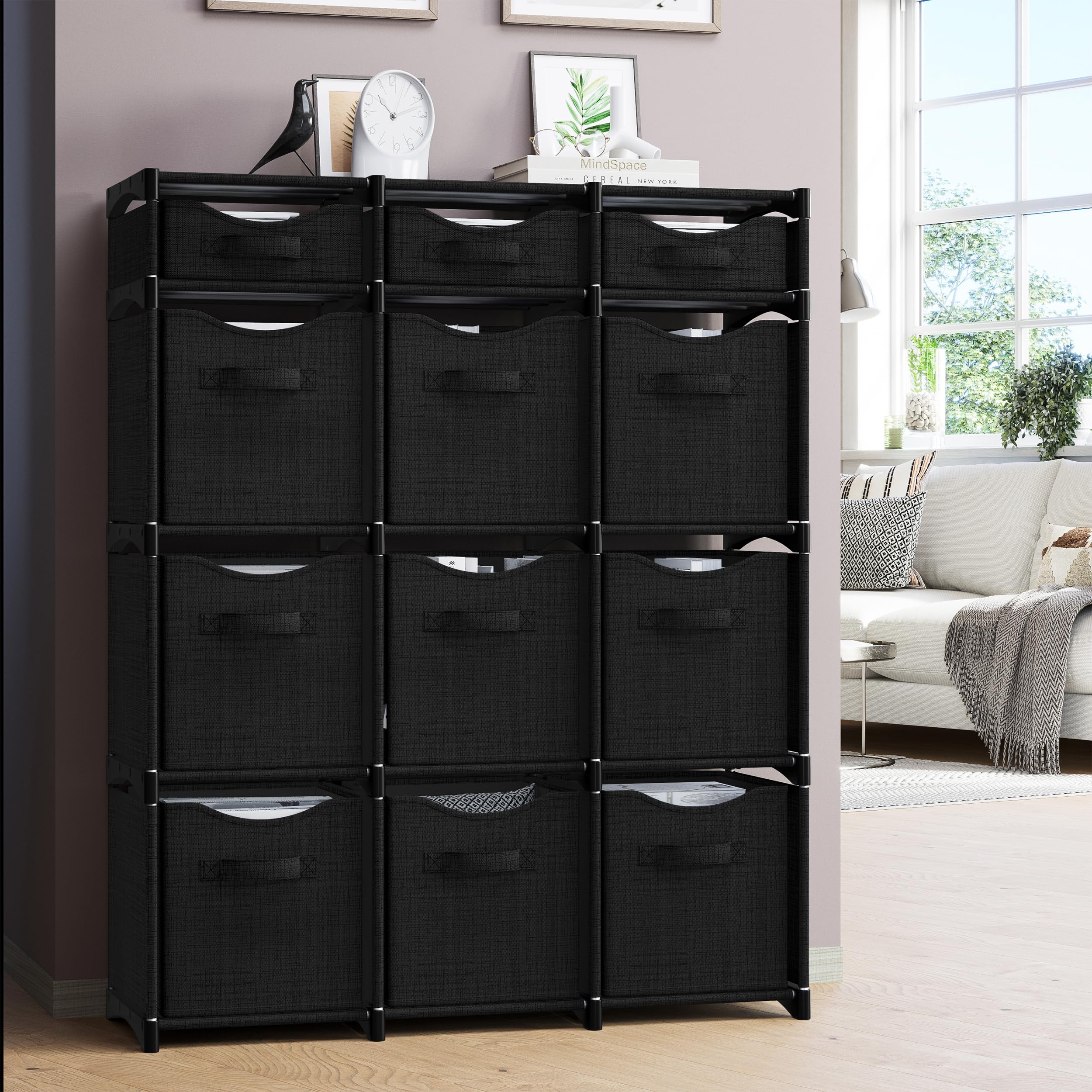 NEATERIZE lifestyle bedroom setup showing organized closet and cohesive décor