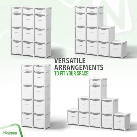 NEATERIZE size comparison with books and shoes showing compact footprint benefit