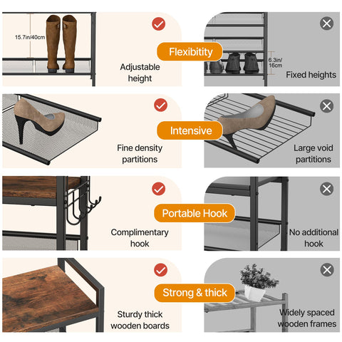 neatevday side profile showing adjustable shelf positions for taller boots