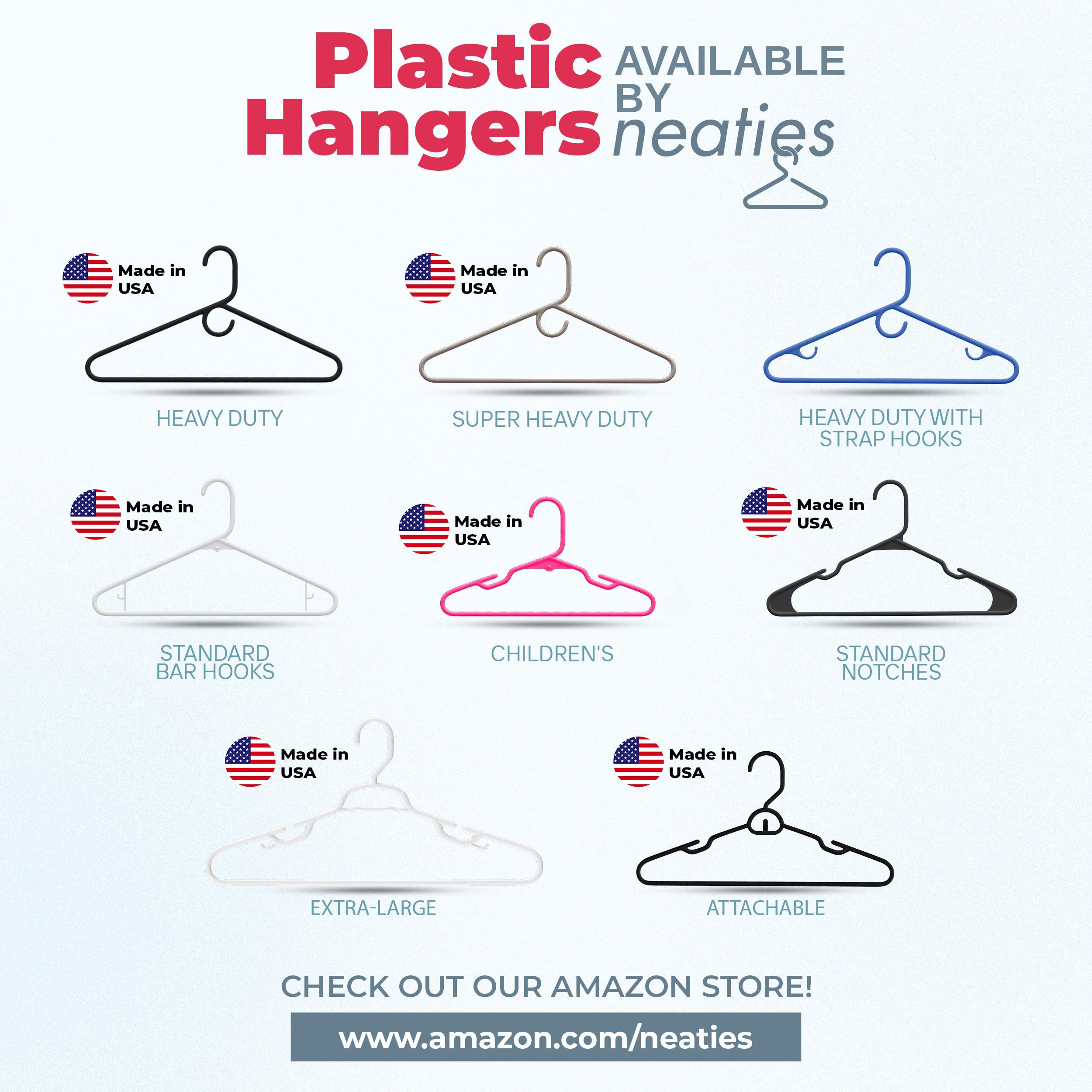 Neaties colored hangers display offering aesthetic organization benefit