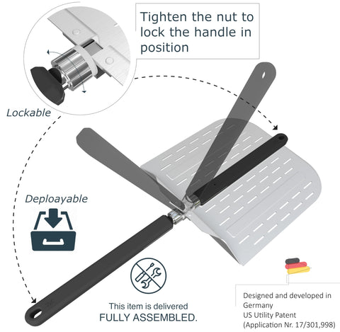 neatNuseful beveled edge detail sliding under pizza, enables effortless transfer