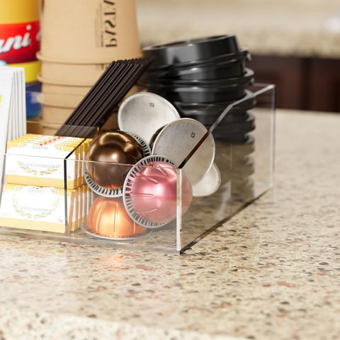 Neatsure in-use on office breakroom counter showcasing organized beverage station