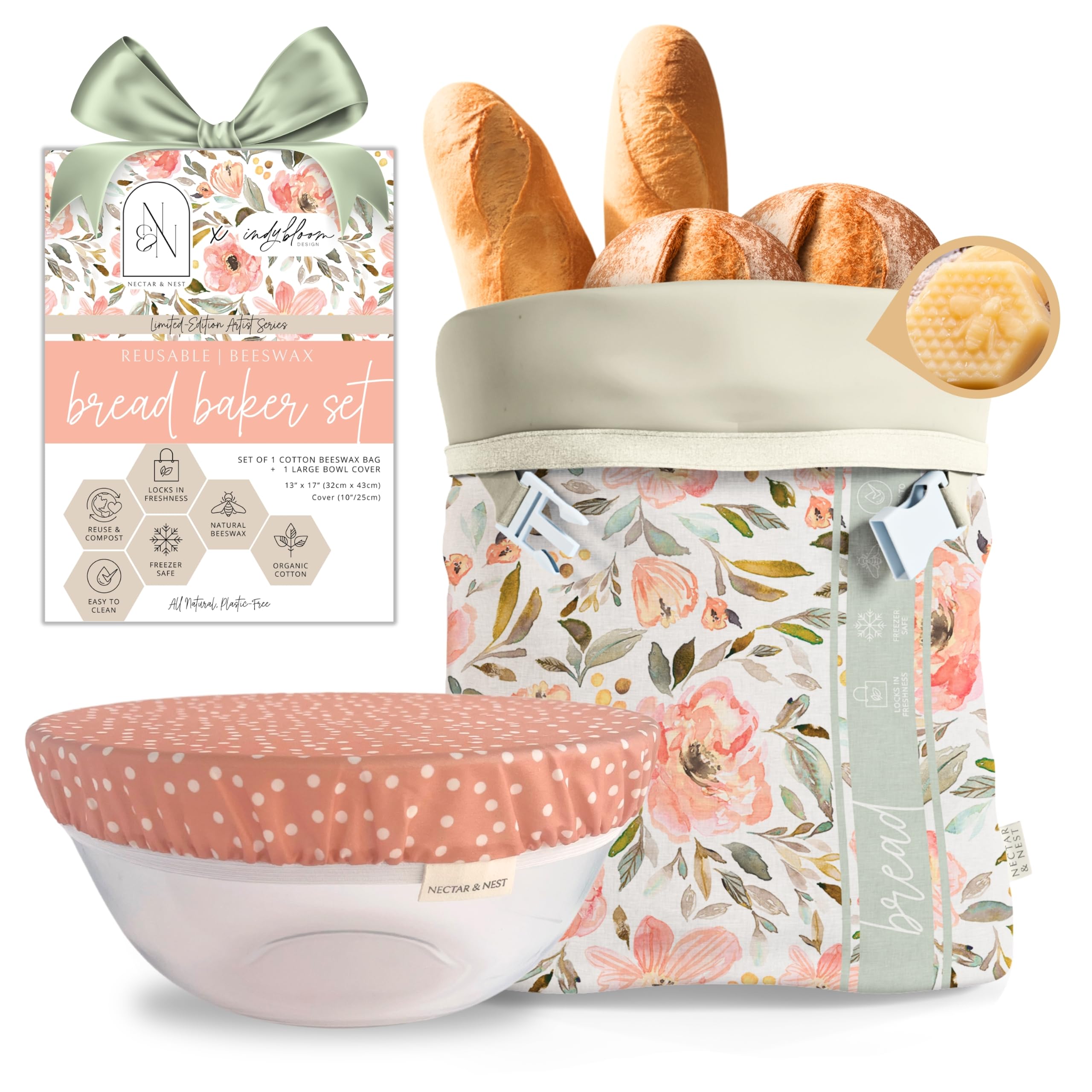 Nectar & Nest front packaging showing boxed baker set and artist print benefit gift-ready
