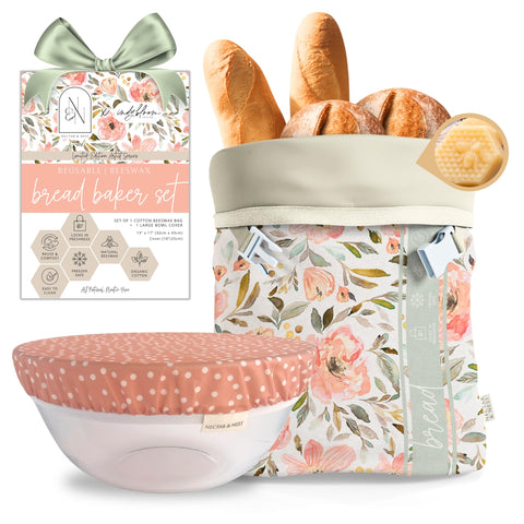 Nectar & Nest front packaging showing boxed baker set and artist print benefit gift-ready