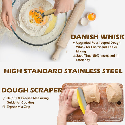 Neddie cotton-linen liners and included tools laid out for convenient baking
