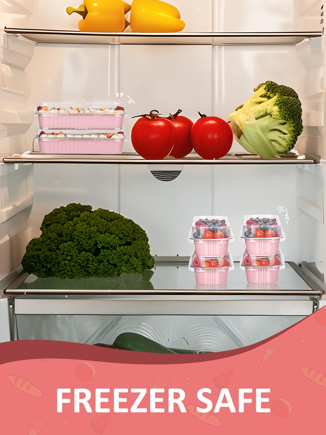 NEEBAKE sealed pans in fridge showing safe storage and freshness