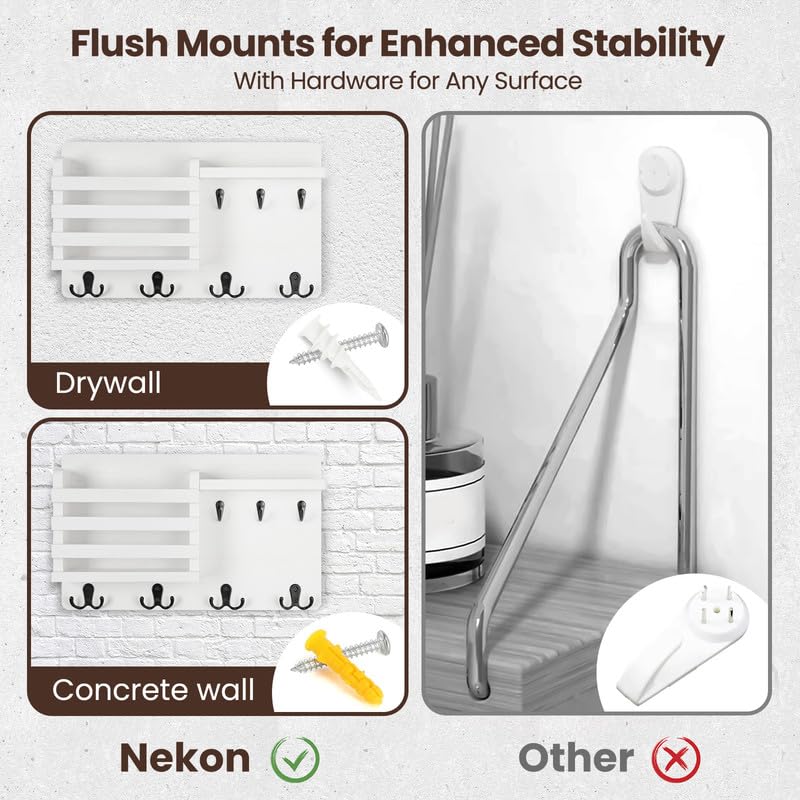 Nekon mounted in a foyer demonstrating neat countertop clearing benefit