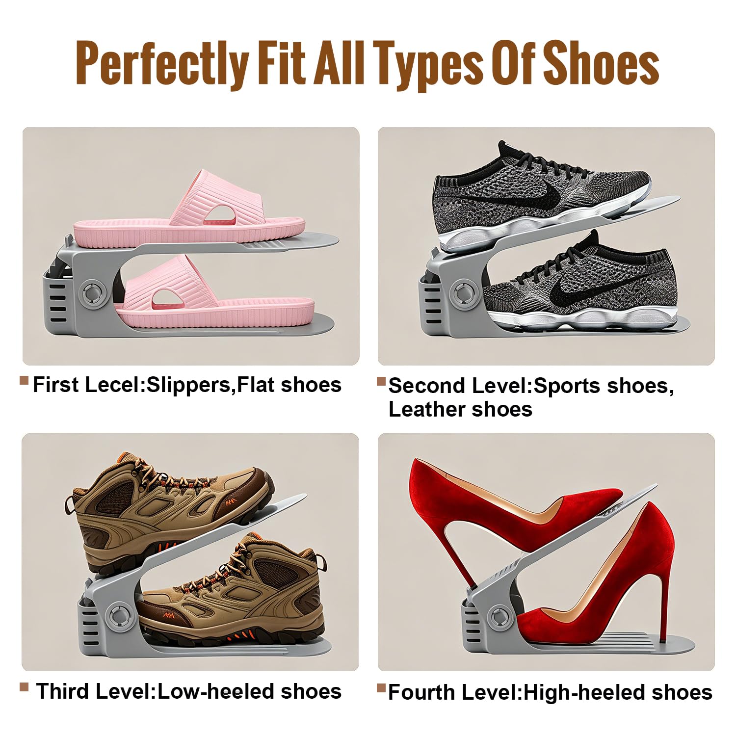 Neprock installed on closet shelf maximizing vertical shoe space