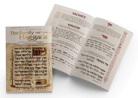 Ner Mitzvah Artscroll Haggadah and matzo bag displayed for convenient ritual use