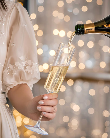 Nervure flutes styled on wedding table showing formal presentation benefit