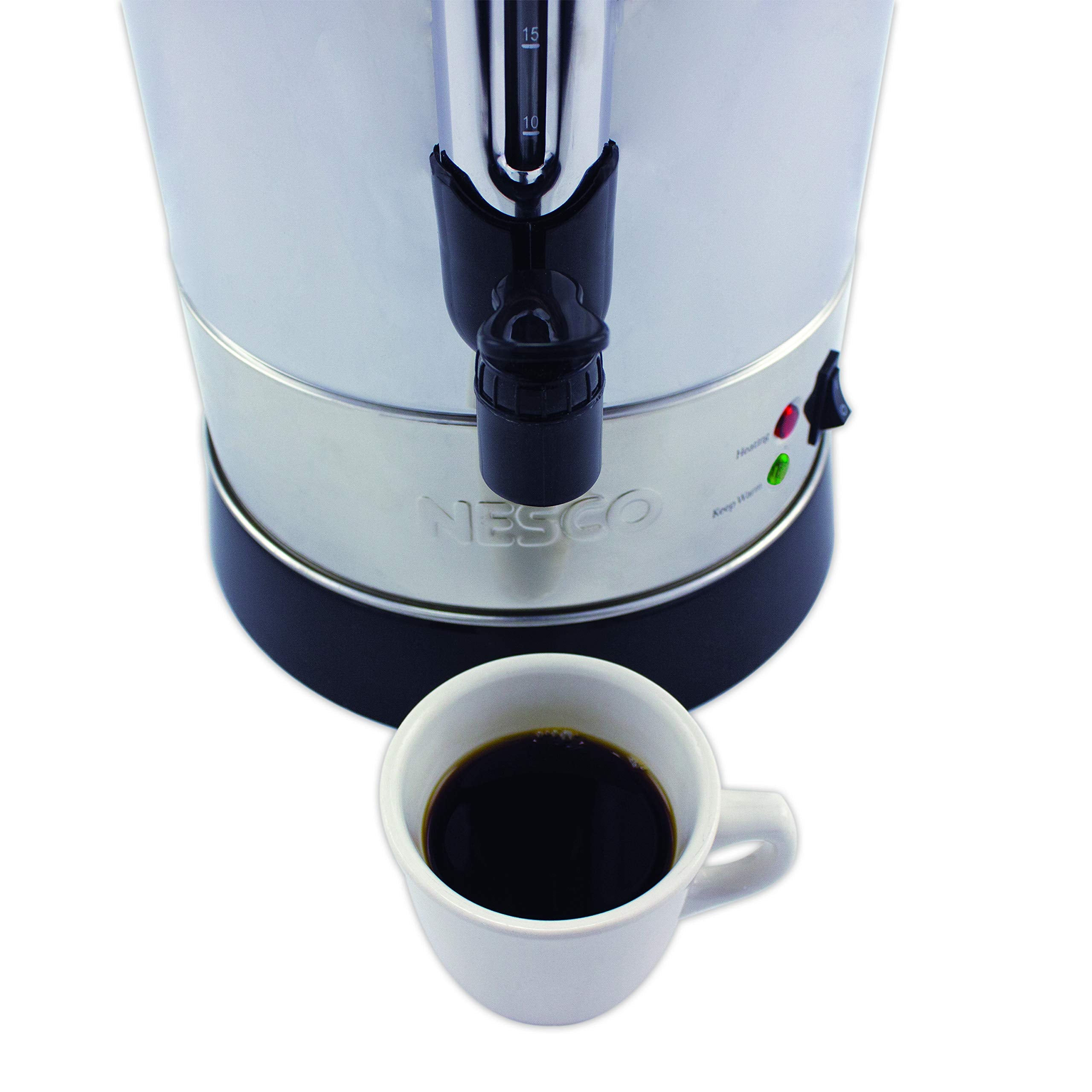 NESCO coffee urn removable drip tray detail catching spills for simple event cleanup