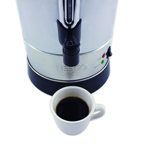 NESCO coffee urn removable drip tray detail catching spills for simple event cleanup
