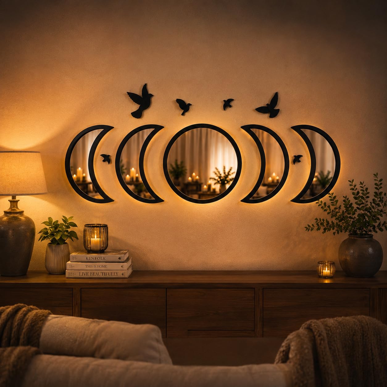 NESHE styled above bed to enhance bedroom atmosphere