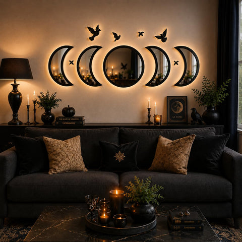 NESHE bird silhouette detail adding movement and gothic charm