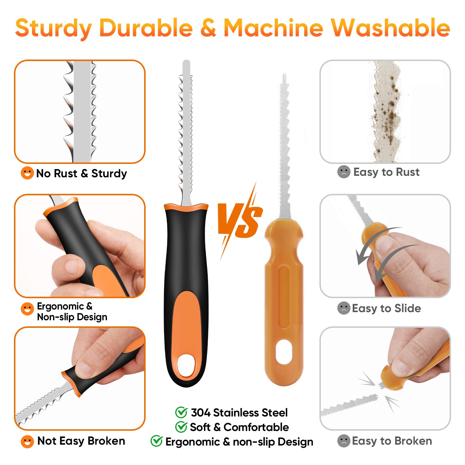 NESSTU blade close-up highlighting sharp stainless-steel edge for clean cuts