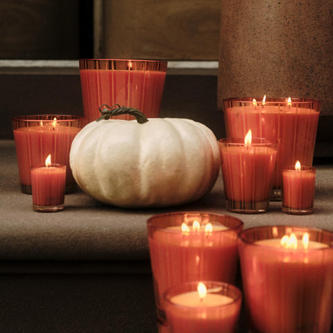 NEST New York three wicks lit releasing warm pumpkin chai fragrance for room ambiance