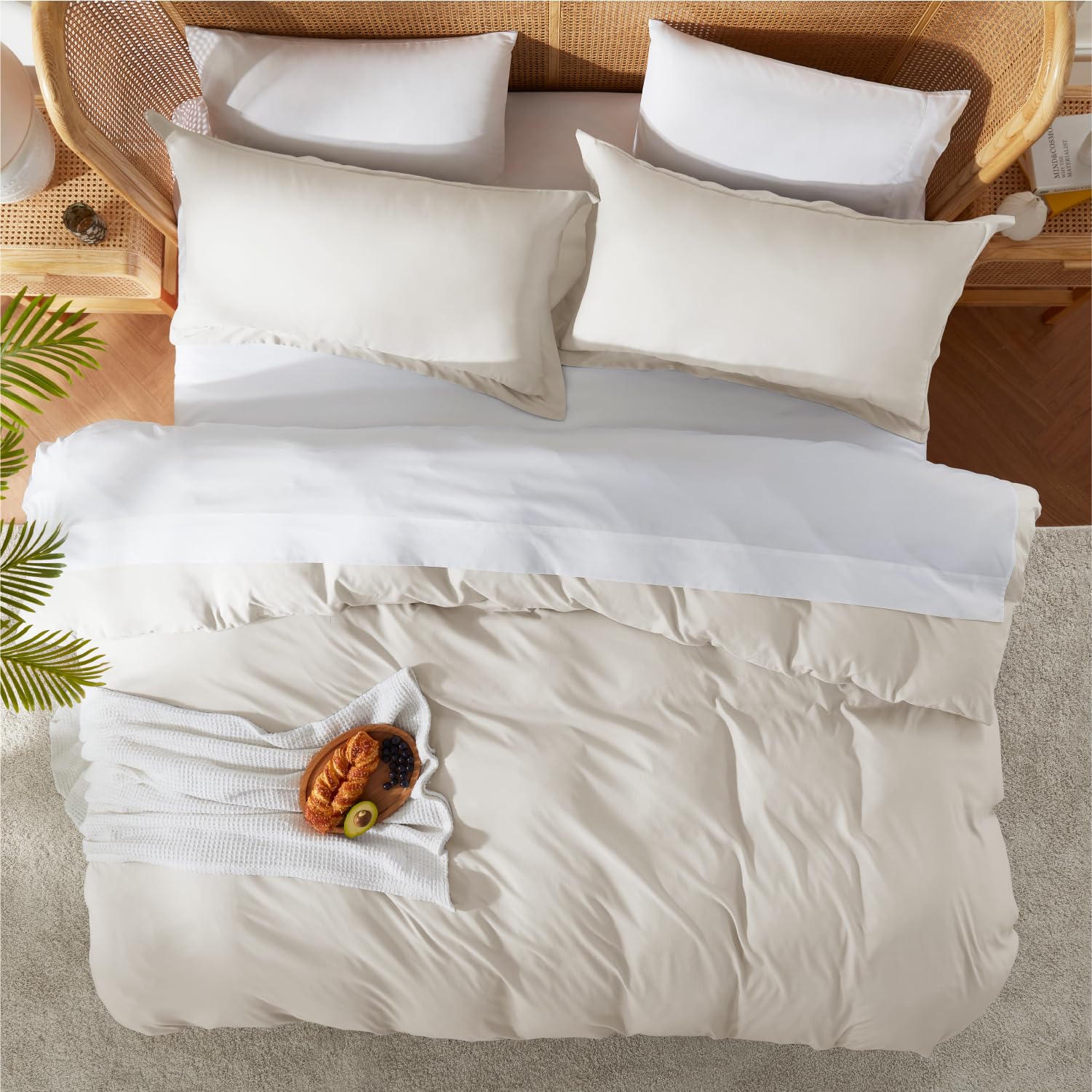 Nestl styled bedroom with duvet set creating calm neutral sleep environment