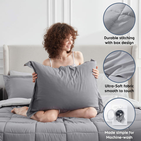 Nestl styled queen bed in a bedroom showing how the set elevates room decor