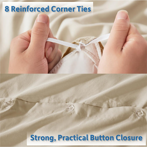 Nestl interior corner showing eight ties to secure duvet insert effectively