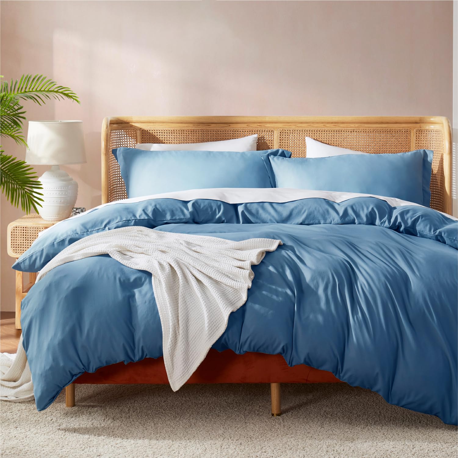 Nestl front view of king duvet cover set showing neat packaging and color choice benefit