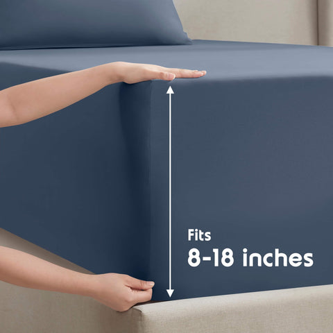 Nestl deep pocket detail displaying 16-inch pocket depth for taller mattresses benefit