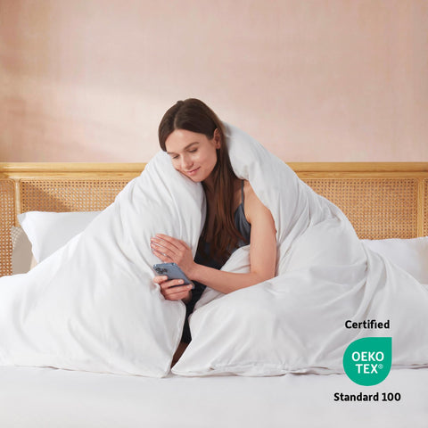 Nestl pillow shams detail with 2-inch flange offering polished bedroom styling