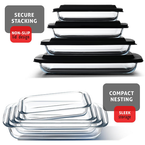 Nestl glass dish in oven demonstrating oven-to-table versatility