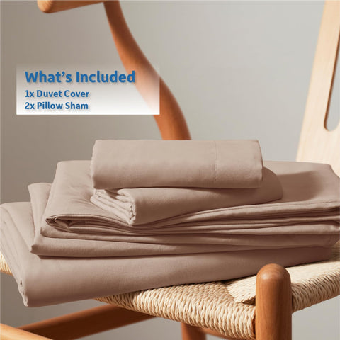 Nestl folded duvet cover in packaging flatlay illustrating compact storage and gifting