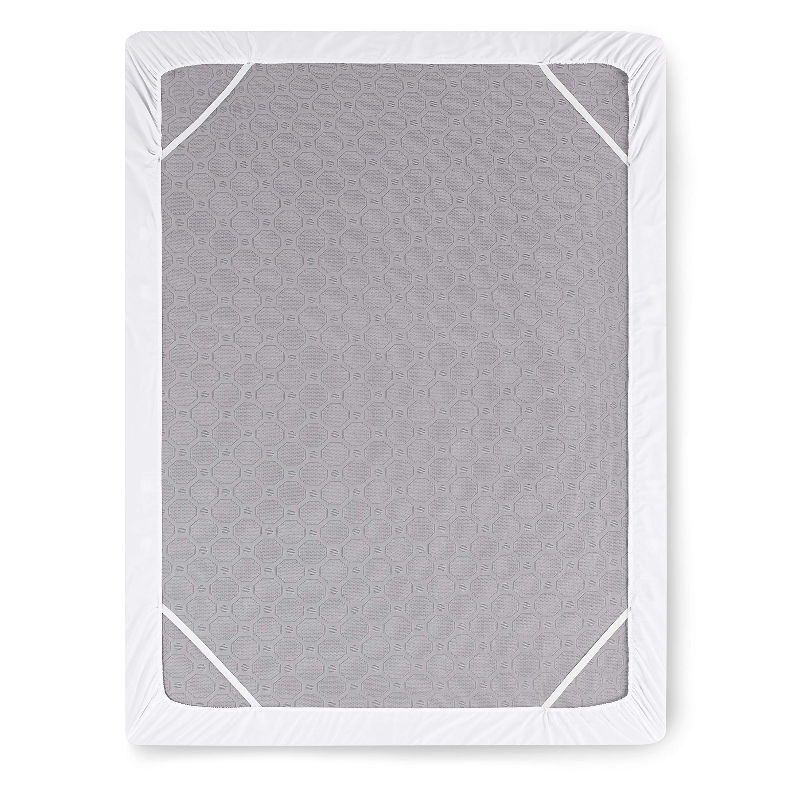 Nestl flat sheet fully spread over mattress showing generous coverage and tuckability
