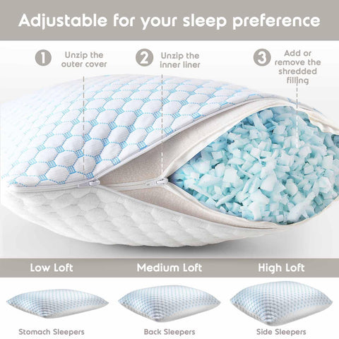 Nestl shredded memory foam close-up demonstrating adjustable support