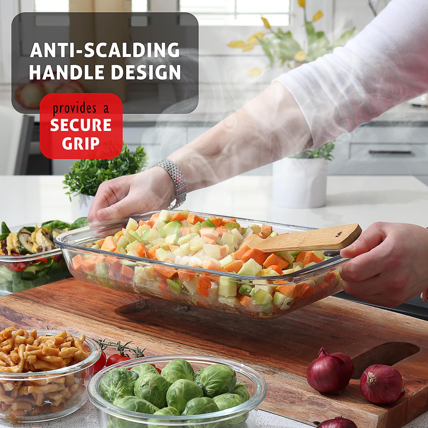 Nestl plastic lids snapped on glass showing leak-resistant convenience