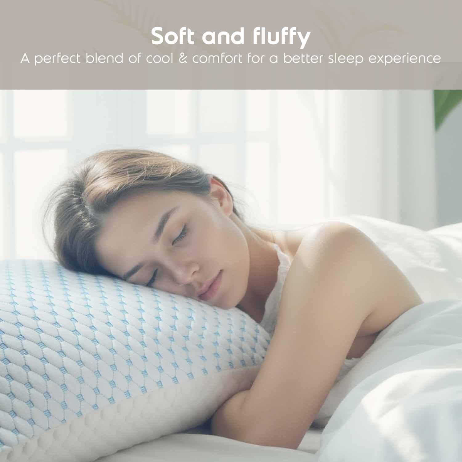 Nestl pillows styled in bedroom showing restful lifestyle benefit