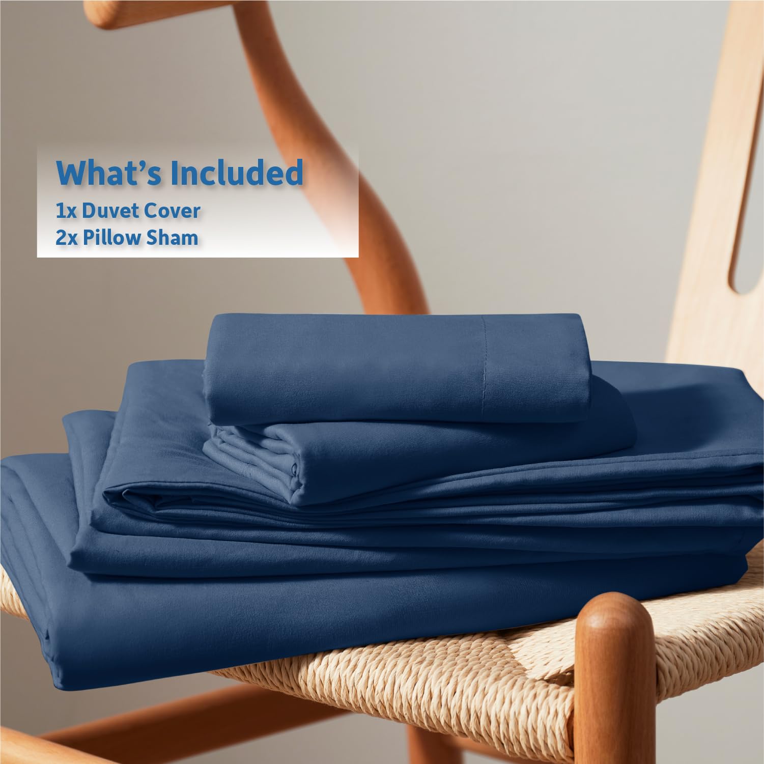 Nestl bedroom at night showcasing calming navy comfort and ambience