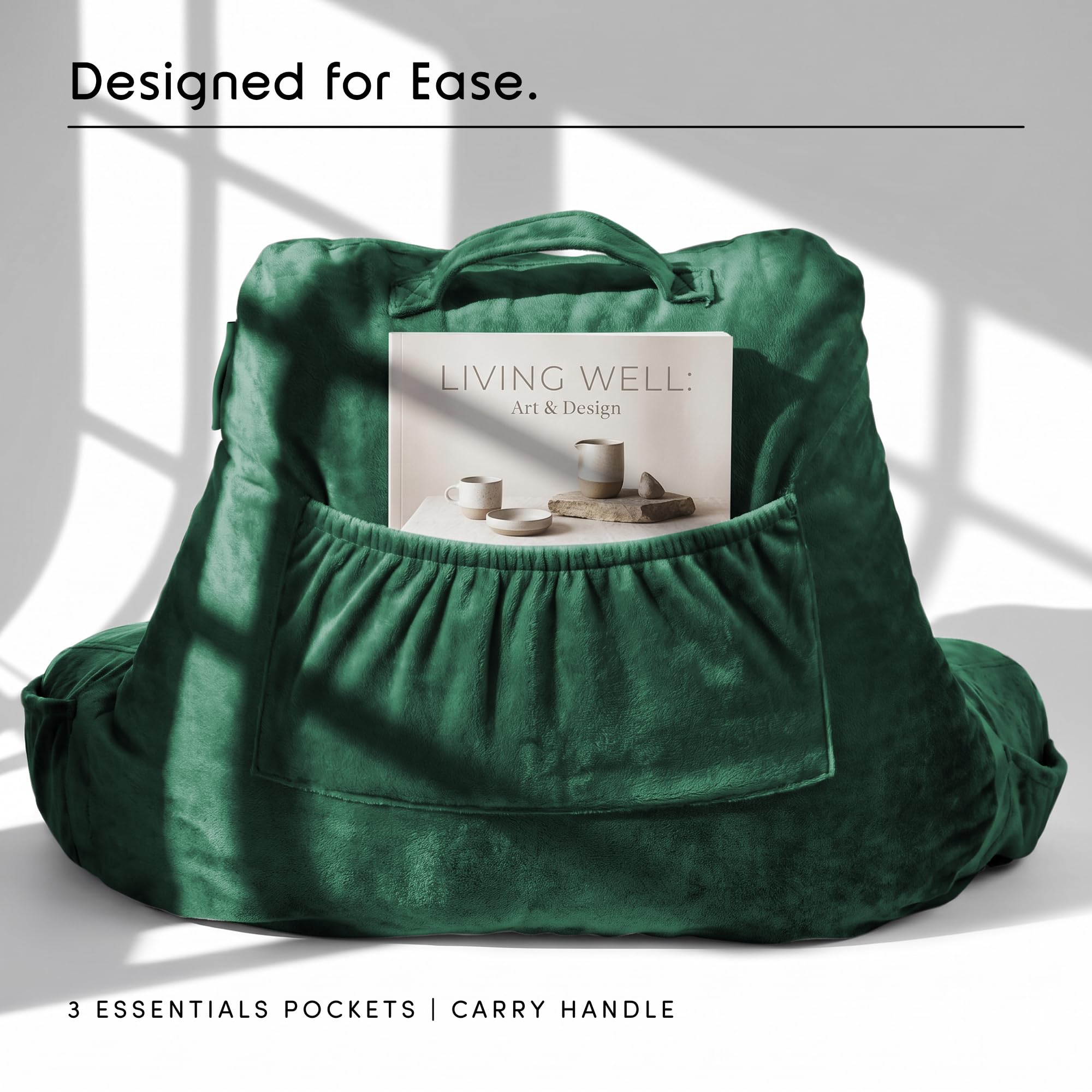 Nestl back pocket open holding a tablet for convenient storage