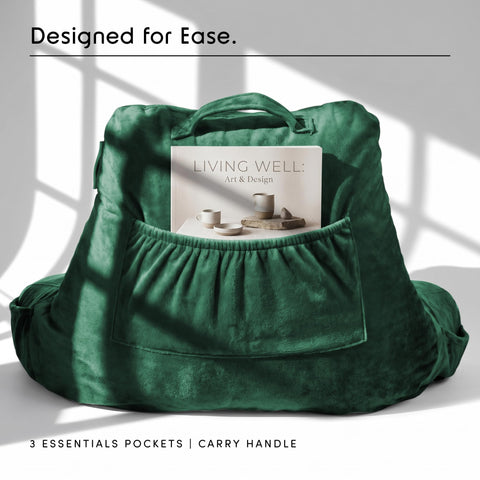 Nestl back pocket open holding a tablet for convenient storage